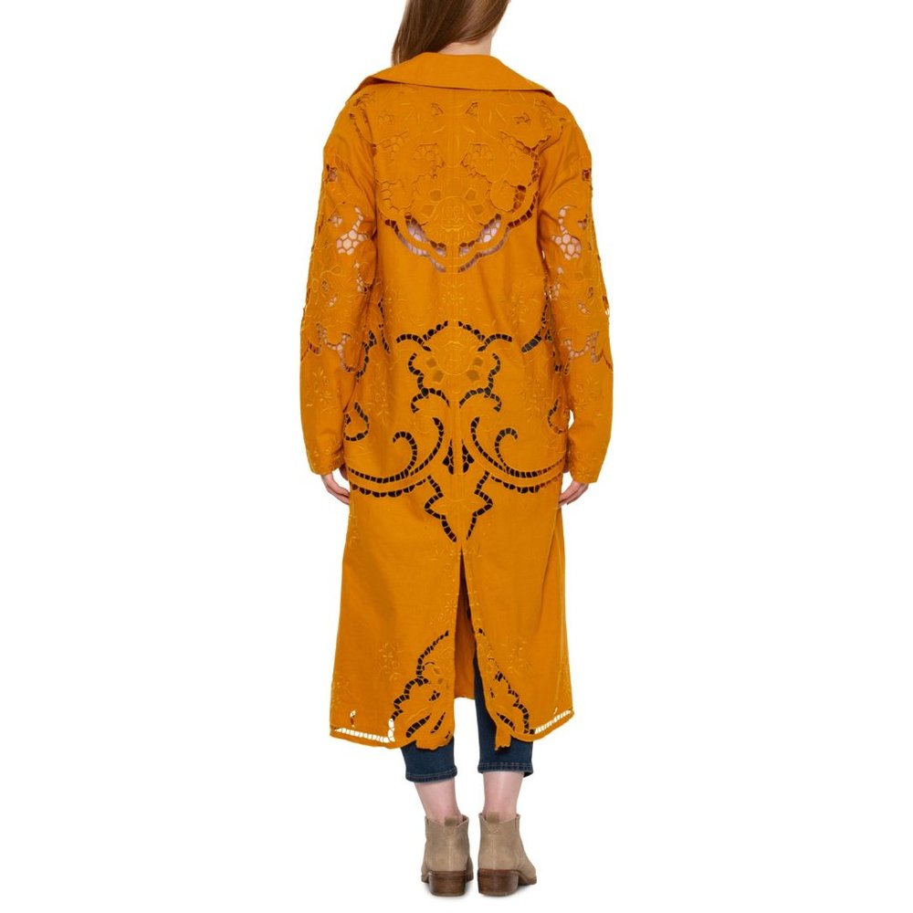 Free People Susanna Cutwork Longline Duster Jacket Sizes XS Festival Statement - Picture 9 of 14